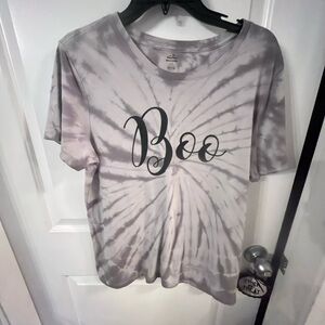 Gray Tie-Dye 'Boo' Women's Top